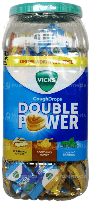 Vicks Cough Drops Double Power Warming Ginger Soothing Honey Cooling Menthol Lozenges 115 + 25 Free