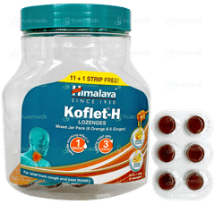 Himalaya Koflet H 6 Orange & 6 Ginger Flavor Mixed Jar Lozenges Strip 11+1 Free
