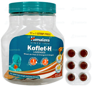 Himalaya Koflet H 6 Orange & 6 Ginger Flavor Mixed Jar Lozenges Strip 11+1 Free
