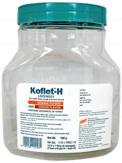 Himalaya Koflet H 6 Orange & 6 Ginger Flavor Mixed Jar Lozenges Strip 11+1 Free