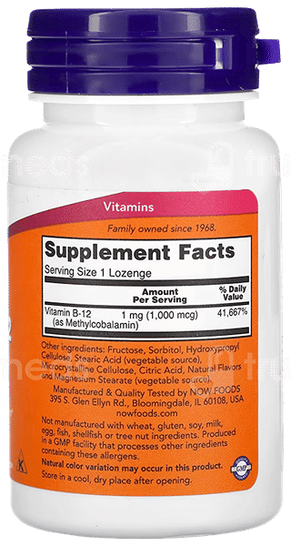 Now Methyl B 12 1000Mcg Lozenges 100
