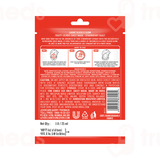 Lakme Blush And Glow Sheet Mask Strawberry Blast 25 ML