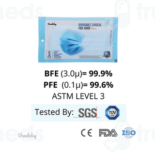 Vandelay 3 Ply Disposable Surgical Face Mask 50