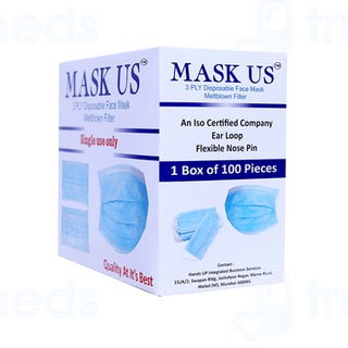 Mask Us 3 Ply Meltblown Filter Disposable Face Mask 100
