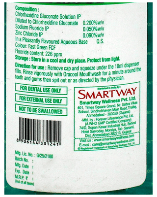Oracool Spearmint Flavour Mouthwash 100Ml
