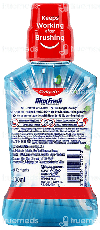 Colgate Maxfresh Plax Peppermint Flavour Mouth Wash 500 ML