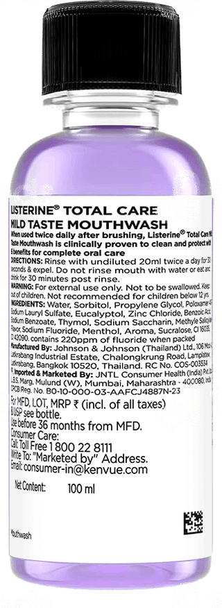 Listerine Total Care Mild Taste Mouthwash 100Ml