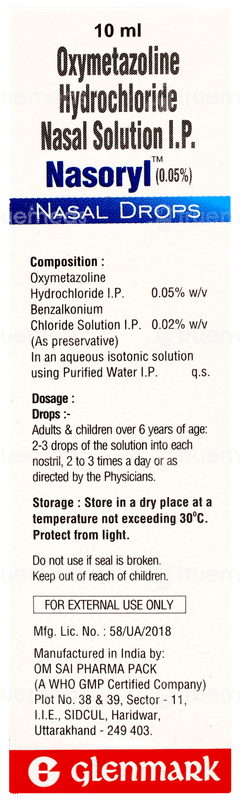 Nasoryl 0.05% Nasal Drops 10ml