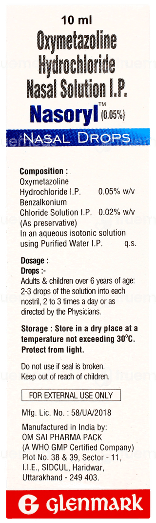Nasoryl 0.05% Nasal Drops 10ml