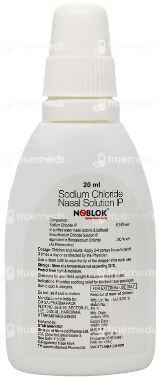 Noblok Saline Nasal Spray 20Ml