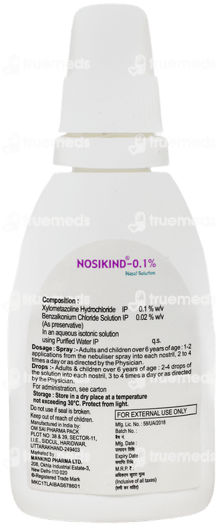 Nosikind 0.1% Nasal Solution 10Ml