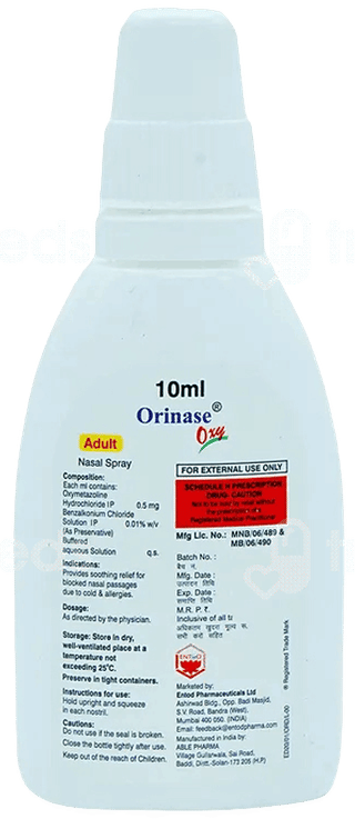 Orinase Oxy Adult Nasal Spray 10Ml