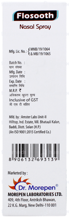 Flosooth Nasal Spary 10ml Flosooth Nasal Spary 10ml