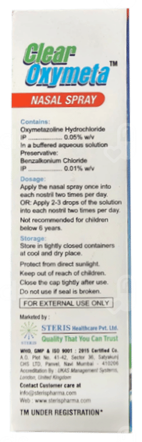 Clear Oxymeta Nasal Spray 10ml