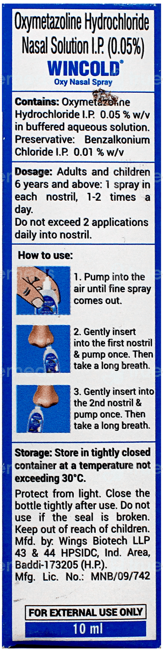 Wincold Oxy Nasal Spray 10ml