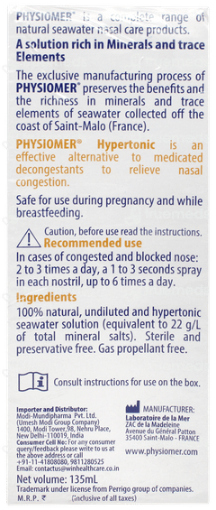 Physiomer Hypertonic Nasal Spray 135ml