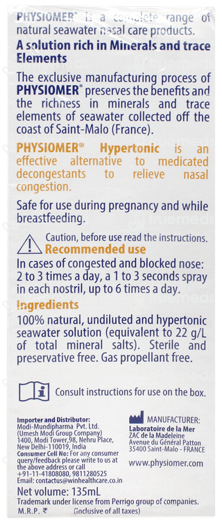 Physiomer Hypertonic Nasal Spray 135ml