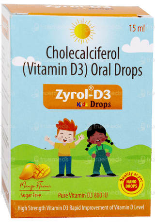 Zyrol D3 Kidz Mango Flavour Sugar Free Oral Drops 15Ml