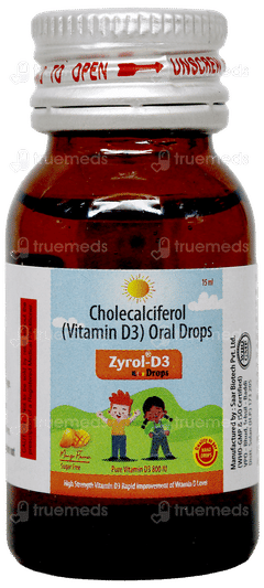 Zyrol D3 Kidz Mango Flavour Sugar Free Oral Drops 15Ml