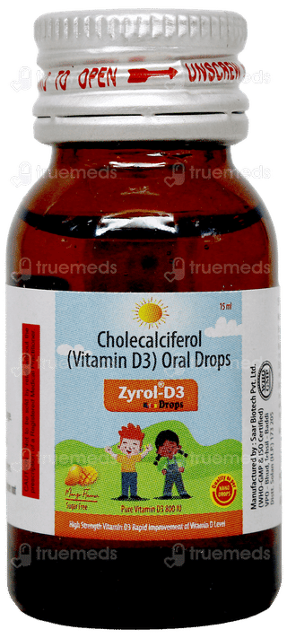 Zyrol D3 Kidz Mango Flavour Sugar Free Oral Drops 15Ml