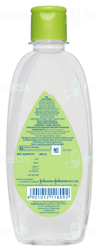 Johnsons Baby Avacado Hair Oil 200Ml