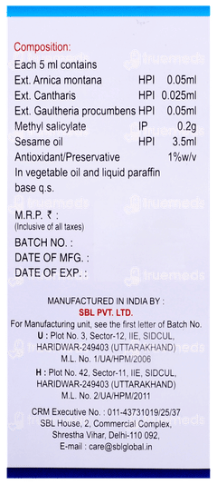Sbl Orthomuv Massage Oil 60ml