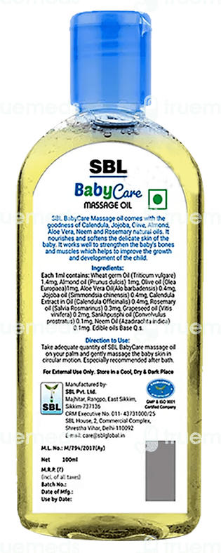 Sbl Baby Care Massage Oil 100 ML