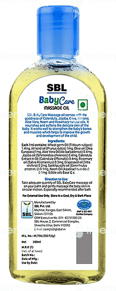 Sbl Baby Care Massage Oil 100Ml