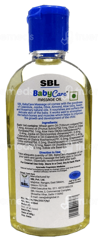 Sbl Baby Care Massage Oil 100Ml