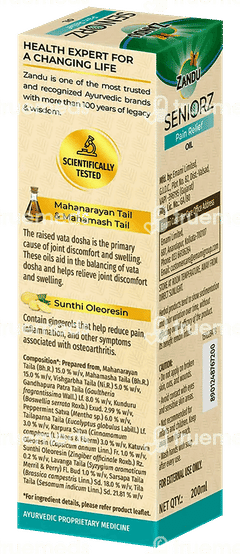 Zandu Seniorz Pain Relief Oil 200ml