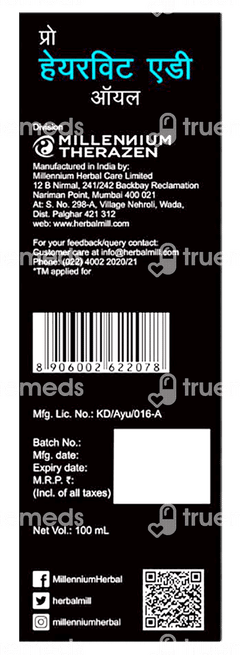 Millennium Herbal Care Pro Hairvit Ad Hair Oil 100 ML