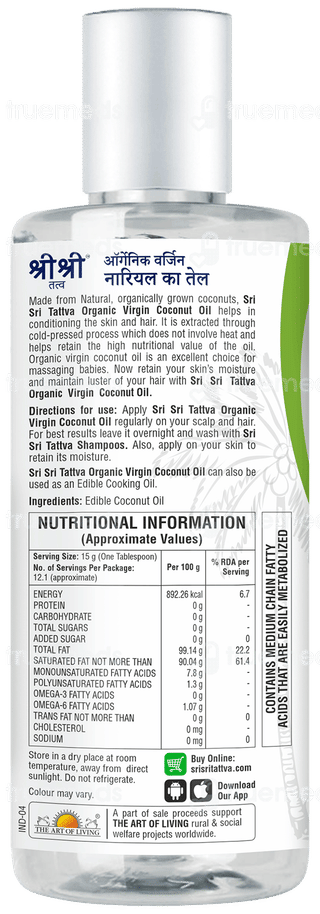 Sri Sri Tattva Organic Virgin Coconut Oil 200Ml