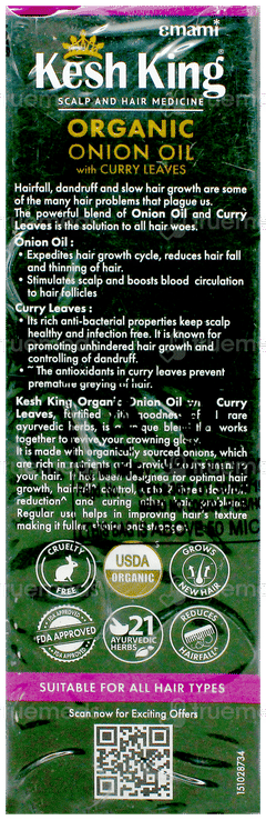 Emami Kesh King Organic Onion With Curry Leaves Hair Oil 100Ml