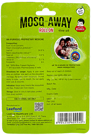 Mosq Away Mosquito Repellent Fabric Roll On 10 ML