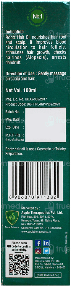 Rootz Hair Oil 100Ml