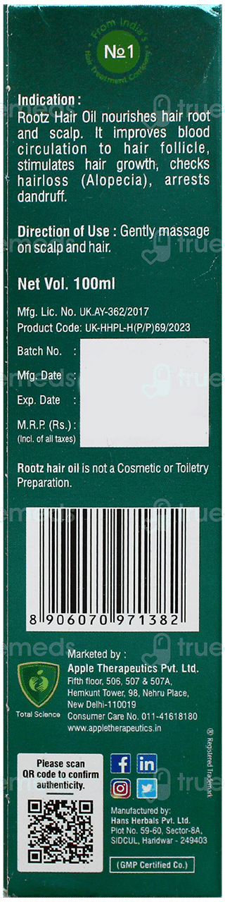 Rootz Hair Oil 100Ml