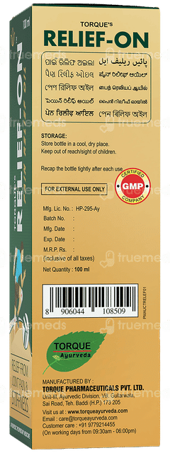 Torques Relief On Pain Relief Oil 100ml
