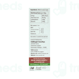 Satvyk Wood Pressed White Sesame Oil 1ltr