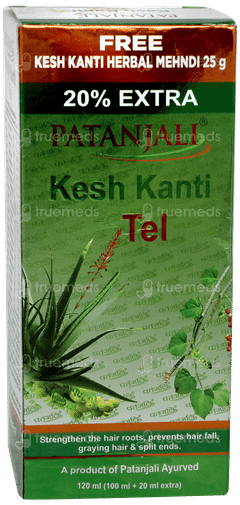 Patanjali Kesh Kanti Tel 100ml + 20ml Extra With 25gm Kesh Kanti Herbal Mehndi Free