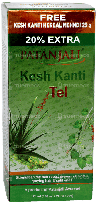 Patanjali Kesh Kanti Tel 100ml + 20ml Extra With 25gm Kesh Kanti Herbal Mehndi Free