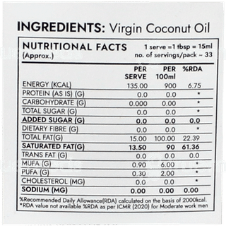 Kapiva Pure Foods Cold Pressed Virgin Coconut Oil 500Ml