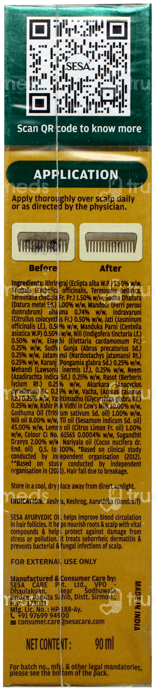 Sesa New Ayurvedic Oil 90ml With Shampoo 50ml Free
