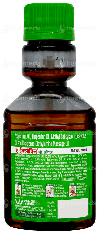 Diclowin Knee Oil 60ml With Free Diclowin Active Roll On 10ml