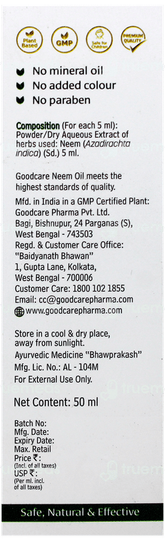 Baidyanath Goodcare Cold Pressed Neem Oil 50Ml