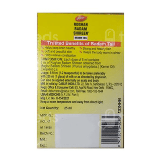 Dabur Roghan Badam Shireen Tail 25Ml With Honey 20Gm Free