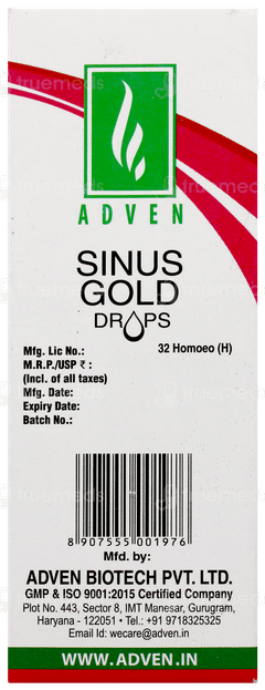 Adven Sinus Gold Drops 30Ml Adven Sinus Gold Drops 30Ml