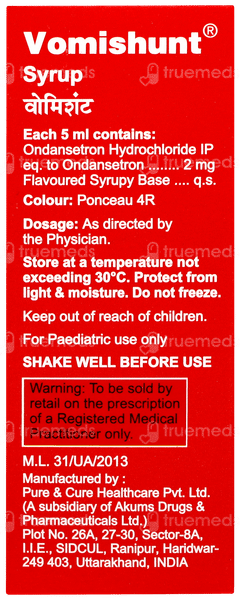 Vomishunt Strawberry Flavour Syrup 30ml Vomishunt Strawberry Flavour Syrup 30ml