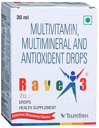 Rave 3 Strawberry Flavour Oral Drops 30Ml