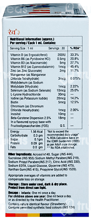 Rave 3 Strawberry Flavour Oral Drops 30Ml