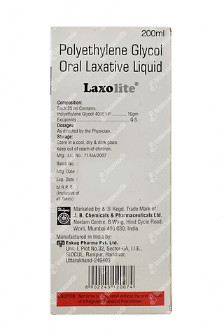 Laxolite Oral Laxative Liquid Sugar Free 200 ML